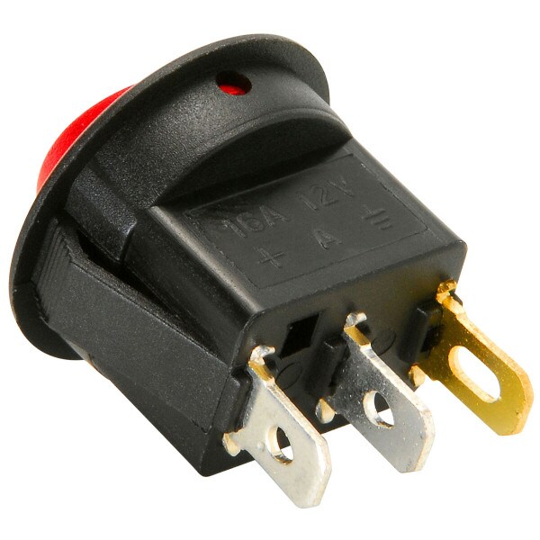 Main product image for SPST Round Rocker Switch w/Red Illumination 12VDC 060-714